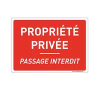 AUA SIGNALETIQUE - Panneau Signalisation avec Coins Arrondis - Propriété Privée Passage Interdit - 420 x 300 mm, PVC 1.5mm