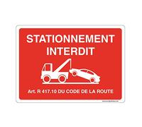 AUA SIGNALETIQUE - Panneau Signalisation avec Coins Arrondis - Stationnement Interdit sous Peine De Fourrière - 210 x 150 mm, Aluminium Dibond 3mm