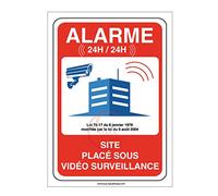 AUA SIGNALETIQUE - Panneau site sous alarme vidéo surveillance 24H /24-210x300 mm, PVC 1.5mm