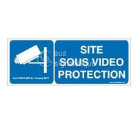 AUA SIGNALETIQUE - Panneau Site sous Vidéo Protection - 200x75 mm, PVC 1.5mm