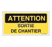 AUA SIGNALETIQUE - Panneau Sortie de Chantier - C - 600x300 mm, Aluminium Dibond 3mm