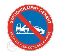 AUA SIGNALETIQUE - Panneau Stationnement Gênant avec Article et fourrière - Ø 130 mm, Aluminium Dibond 3mm