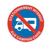 AUA SIGNALETIQUE - Panneau Stationnement Interdit au Camping Car - Ø 130 mm, PVC 1.5mm