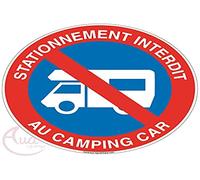 AUA SIGNALETIQUE - Panneau Stationnement Interdit au Camping Car - Ø 330 mm, PVC 1.5mm