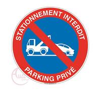 AUA SIGNALETIQUE - Panneau stationnement Interdit Parking privé 2 - Ø 130 mm, Vinyl adhésif