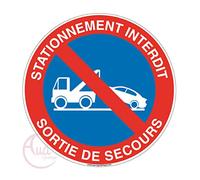 AUA SIGNALETIQUE - Panneau stationnement Interdit Sortie de Secours - Ø 450 mm, PVC 1.5mm