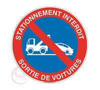 AUA SIGNALETIQUE - Panneau stationnement Interdit Sortie de Voitures 3 - Ø 230 mm, PVC 1.5mm