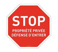 AUA SIGNALETIQUE - Panneau Stop Propriété Privée Attention Défense d'Entrer - Ø 300 mm, Vinyl adhésif