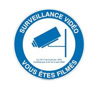 AUA SIGNALETIQUE - Panneau Surveillance Vidéo Vous êtes Filmés - Ø 230 mm, PVC 1.5mm