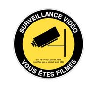 AUA SIGNALETIQUE - Panneau Surveillance Vidéo Vous êtes Filmés 02 - Ø 130 mm, Aluminium Dibond 3mm