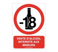 AUA SIGNALETIQUE - Panneau Vente d'alcool interdite aux mineurs-AI - 210x300 mm, Aluminium Dibond 3mm