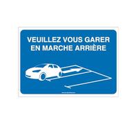 AUA SIGNALETIQUE - Panneau Veuillez-Vous Garer En Marche Arrière 03-300x210 mm, PVC 1.5 mm