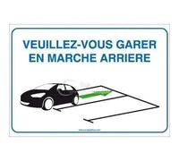 AUA SIGNALETIQUE - Panneau Veuillez-Vous Garer en Marche Arrière 04-600x420 mm, PVC 1.5 mm