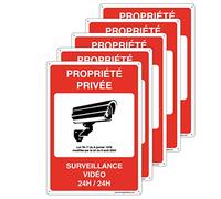 AUA SIGNALETIQUE - Panneau Vidéo Surveillance - Plaque Vidéo - Propriété Privée Surveillance Vidéo - PVC 120x170 mm (5)