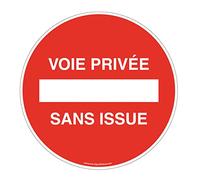 AUA SIGNALETIQUE - Panneau Voie Privée sans Issue - Ø 180 mm, PVC 1.5mm