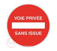 AUA SIGNALETIQUE - Panneau voie privée sans issue - Ø 230 mm, PVC 1.5mm