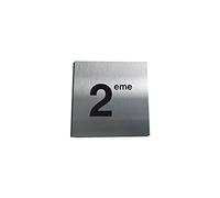 AUA SIGNALETIQUE - Plaque Alu Brossé 2ème Etage - 200x200 mm