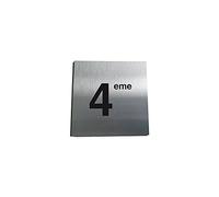 AUA SIGNALETIQUE - Plaque Alu Brossé 4ème Etage - 130x130 mm