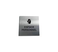 AUA SIGNALETIQUE - Plaque Alu Brossé Espace Personnel - 200x200 mm