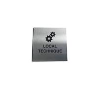 AUA SIGNALETIQUE - Plaque Alu Brossé Local Techniques 02-130x130 mm
