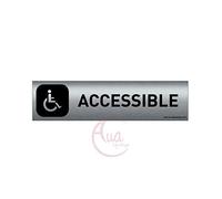 AUA SIGNALETIQUE - Plaque Aluminium brossé imprimé AluSign DARK - 200x50 mm - Double Face adhésif au dos (Accessible)