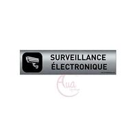 AUA SIGNALETIQUE - Plaque Aluminium brossé imprimé AluSign DARK - 200x50 mm - Double Face adhésif au dos (Vidéo électronique)