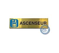 AUA SIGNALETIQUE - Plaque de porte Aluminium brossé doré Ascenseur 200x50 mm