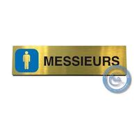 AUA SIGNALETIQUE - Plaque de porte Aluminium brossé doré Toilettes Messieurs 200x50 mm