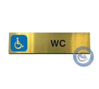AUA SIGNALETIQUE - Plaque de porte Aluminium brossé doré WC Handicapés 200x50 mm