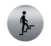 AUA SIGNALETIQUE - Plaque de porte Aluminium brossé imprimé AluSign Ø 85 mm - épaisseur. 3 mm - Double Face adhésif au dos (Escalier Montant)