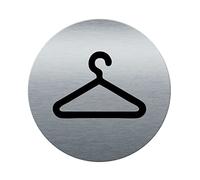 AUA SIGNALETIQUE - Plaque de porte Aluminium brossé imprimé AluSign Ø 85 mm - épaisseur. 3 mm - Double Face adhésif au dos (Vestiaires)