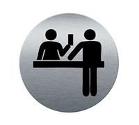 AUA SIGNALETIQUE - Plaque de porte Aluminium brossé imprimé AluSign Ø 85 mm - épaisseur. 3 mm - Double Face adhésif au dos (Accueil)