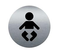 AUA SIGNALETIQUE - Plaque de porte Aluminium brossé imprimé AluSign Ø 85 mm - épaisseur. 3 mm - Double Face adhésif au dos (Nurserie)