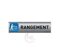 AUA SIGNALETIQUE - Plaque de porte Aluminium brossé imprimé AluSign - 200x50 mm - Double Face adhésif au dos - Impression UV directement sur l'aluminium (Pas de contre collage) (Rangement)