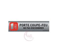 AUA SIGNALETIQUE - Plaque de porte Aluminium brossé imprimé AluSign - 200x50 mm - Double Face adhésif au dos (Porte coupe-feu 2)