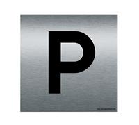 AUA SIGNALETIQUE - Plaque de porte Aluminium brossé imprimé AluSign - Double Face adhésif au dos (130 x 130 mm, Parking)