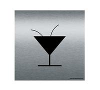 AUA SIGNALETIQUE - Plaque de porte Aluminium brossé imprimé AluSign - Double Face adhésif au dos (200 x 200 mm, Bar)
