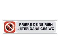 AUA SIGNALETIQUE - Plaque de porte Ne rien jeter dans ces WC - AuaSign PVC 1.5mm avec double face adhésif au dos - PVC imprimé (pas de contre collage)
