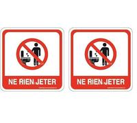 AUA SIGNALETIQUE - Plaque de porte Ne rien Jeter dans les WC PvcSign avec double face adhésif (Lot de 2)
