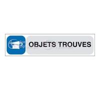 AUA SIGNALETIQUE - Plaque de porte Objets trouvés - PVC 1.5mm avec double face adhésif au dos - PVC imprimé (pas de contre collage)