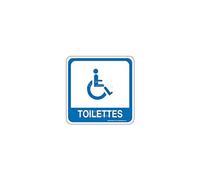 AUA SIGNALETIQUE - Plaque de porte Toilettes handicapés PvcSign avec double face adhésif