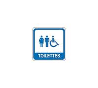 AUA SIGNALETIQUE - Plaque de porte Toilettes mixte PvcSign avec double face adhésif