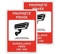 AUA SIGNALETIQUE - Polychlorure de vinyle, Panneau Vidéo Surveillance - Plaque Vidéo - Propriété Privée Surveillance Vidéo - PVC 120x170 mm (2)