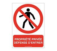 AUA SIGNALETIQUE - Signalisation propriété privée défense d'entrer panneau ISO 7010-450x630 mm, PVC 1.5mm