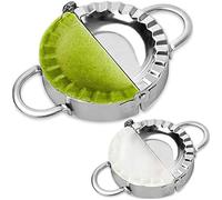 AUAM Lot de 2 moules Pierogi en acier inoxydable pour raviolis - Outil facile pour emballer des raviolis (petit 7,6 cm, grand 9,5 cm)