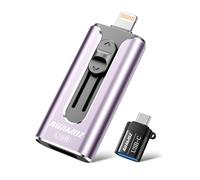 AUAMOZ Clé USB 256 Go pour iPhone - Clé USB portable pour stockage et transfert de photos et vidéos - Compatible avec iPhone, iPad, Android, PC - Violet