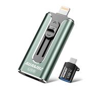 AUAMOZ Clé USB 256 Go pour iPhone - Clé USB portable pour stockage et transfert de photos et vidéos - Compatible avec iPhone, iPad, Android, PC (vert)