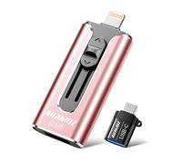 AUAMOZ Clé USB 256 Go pour iPhone - Clé USB portable pour stockage et transfert de photos et vidéos - Compatible avec iPhone, iPad, Android, PC (rose)
