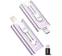 AUAMOZ Mini clé USB double interface 256 Go, USB-C et USB-L, portable compatible avec iPhone 17/16/15/14/13/12/11, iPad Android, PC, facile à enregistrer photos, vidéos et fichiers (violet lavande)
