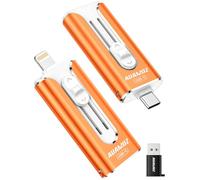 AUAMOZ Mini clé USB double interface 256 Go USB-C et USB-L portable compatible avec iPhone 17/16/15/14/13/12/11, iPad, Android et PC, facile à enregistrer photos, vidéos et fichiers (orange cosmique)